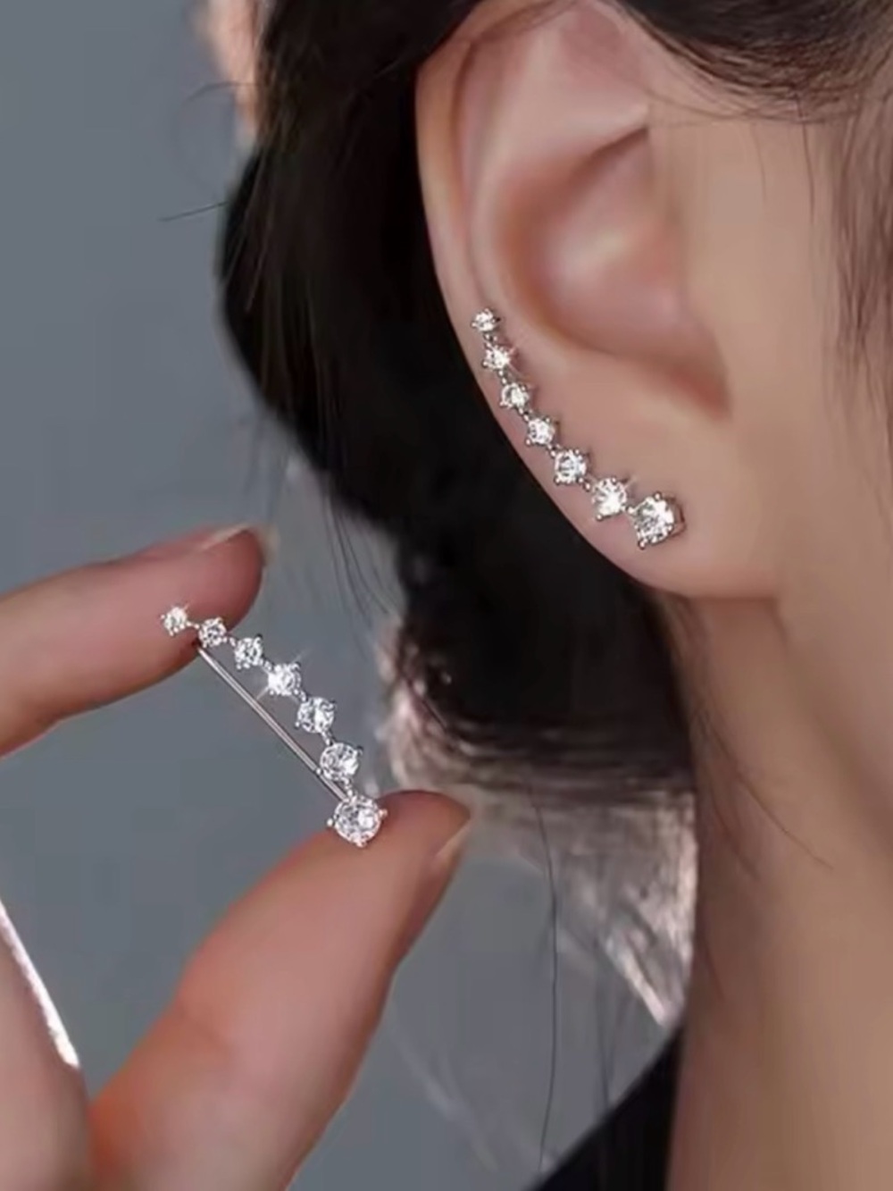 NEW Silver Tone Gold Tone Crystal CZ Ear Climbers Earrings